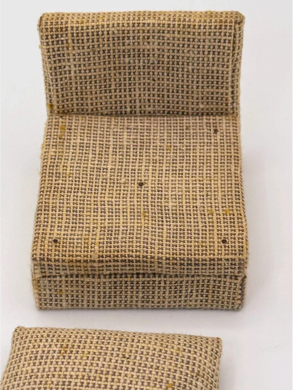 1:12 Scale Handmade Dollhouse Miniature Slipper Chair Tan Tweed Upholstered